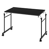 ぼん家具 ベッドテーブル オーバーベッドテーブル 介護 キャスター付き 高さ調節 伸縮 昇降式 ブラック