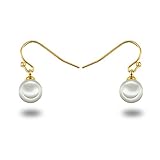 ファッションブラックホワイトパールドロップイヤリング ブラック