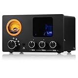 Nobsound TUBE-T5C ミニ 真空管 プリアンプ 4入力切替器 ヘッドホンアンプ 搭載 VUメーター付 180V高電圧設計 オペアンプ/チューブ交換可能 ダブルRCA出力 低音/高音調節 RGB照明