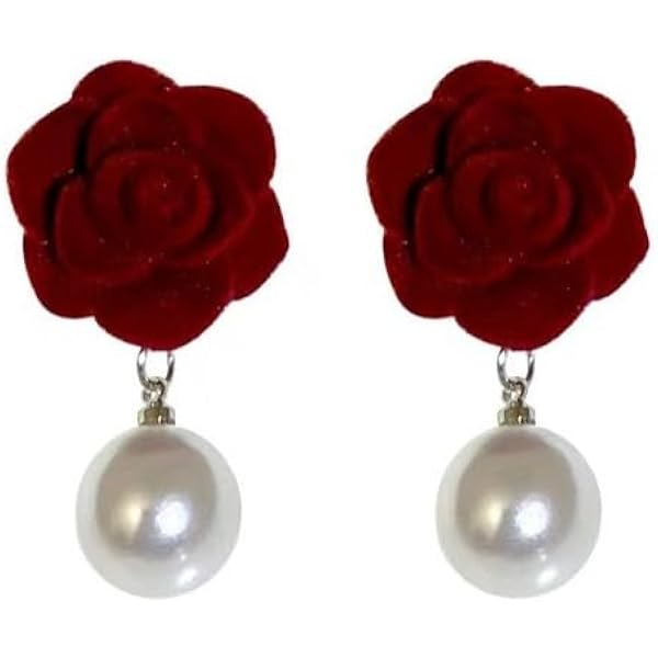 Amazon | 両耳用 薔薇 ネジ式 イヤリング 花 フラワー ゴールド