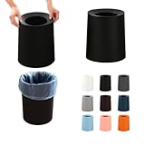 ゴミ箱 ゴミ袋が見えない 丸型 ビニール袋隠す 8L/12L シンプル リビング キッチン 洗面所 オフィス ごみ箱 ごみばこ フタなし ルクレール 2重構造 (ブラック, Mサイズ 8L)