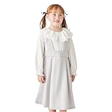 [ever closet] フォーマル ワンピース キッズ 子供 女の子 ブラウス付きスカート 長袖 シャツ 120 ライトグレー フリル 丸襟 ストレッチ ポンチ 秋服 通年 セレモニー オケージョン 子供服 キッズ服 エバークローゼット