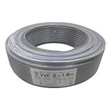 菅波電線 VVFケーブル 600V ビニル絶縁ビニルシースケーブル平形 1.6mm 2心 100m巻 灰色 VVF1.6×2C×100m