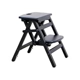 完成品 112kg試験クリア 子供 踏み台 キッズステップ ブラック [カグカイーノ] 2段 頑丈設計 折りたたみ ストッパー付き 木製 ふみ台 ステップ台 洗面所 トイレ 手洗い ロック機能 子ども用