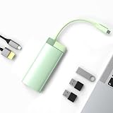 1to5 USB-Cハブ USB HDMI変換アダプタ コネクタ ドッキングステーション ケーブル収納 アルミ 拡張ドック 5in1 5ポート 100WPD 充電 HDMI USB3.0 映像出力 コンパクト かわいい おしゃれ ピンク 軽い EGRET イーグレット EH23-5C (メタリックグリーン)
