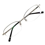 スーパーブルーライトカットメガネ ブルーライト94%カット UV99%カット スクエア ハーフリム ナイロール メタルフレーム メンズ 男性 ブルーライトカット メガネ 眼鏡 紫外線カット UVカット 伊達メガネ 度なし ビジネス フォーマル (シルバー)