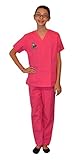ピンクKids Scrubs with veterinarian動物刺繍デザイン 2 ピンク MLDPKSVAA-2