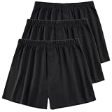[mom21] トランクス メンズ パンツ 下着 無地 L 3枚セット (L, ブラック)