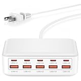 usb コンセント USB充電器 【合計70W高出力・10ポート】 滑り止め設計 5USB-C+5USB-A 急速充電 ACアダプター スマホ タブレット対応 PD/QC/PPS対応 PSE認証付き デスク充電ステーション コンパクト 旅行/家庭/オフィス用 ホワイト