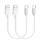 USB Type C ケーブル 0.3m 短い 2本セット【3A出力で超急速充電 / USB2.0準拠品 / 映像出力非対応 】LpoieJun タイプC (USB A to USB C)ケーブル 高耐久TPE素材 スマートフォン/タブレット/ゲーム機のタイプｃ機種に対応(ホワイト)