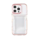 HanaRo iPhone16Pro ﾋﾟﾝｸ iPhone16Proケース 背面ポケット付き クリアケース カード 収納