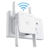 無線LAN 中継機 WIFI 中継機 1200Mbps Wi-Fi 中継機 (867Mbps 5GHz + 300Mbps 2.4GHz デュアルバンド) 4アンテナ、360°フルカバレッジ