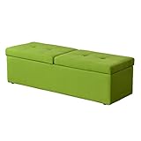 (DORIS) 収納スツール ベンチソファ 【ツインベンチ FABグリーン】 オットマン ファブリック 横幅：119cm 奥行き：41cm