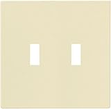 Cooper Wiring Devices PJS2A Polycarbonate 2-Gang Screwless Toggle Switch Mid Size Wall Plate, Almond