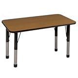 ECR4Kids 24" x 48" Rectangular Activity Table, Chunky Legs (Oak Top/Black Edge) [並行輸入品]