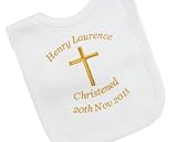 Personalised Embroidered Baby Christening Bib Gift Any Wording 4 Colours!-Baby Blue by TinyGemz
