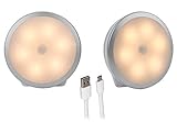 LEDモーションセンサーライト、raercodia 2パックワイヤレスUSB充電式検知夜間ライト、6 LEDチップスティックオンポータブル壁ライトセーフライトforワードローブ廊下階段クローゼットキャ
