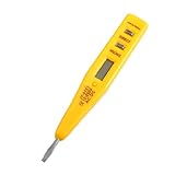 uxcell AC DC 12-250V LCD デジタル テスト電子プローブミクロ 検電ドライバー イエロー
