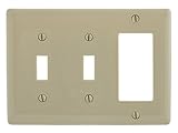 Bryant Electric NPJ226I Wallplate, Nylon, Mid-Sized, 3-Gang, 2 Toggle, 1 Decorator/GFCI, Ivory [並行輸入