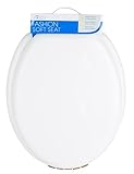 Elongated Soft Toilet Seat with Plastic Hinges, Desert White by Ginsey
