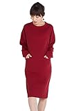 Sweet Mommy 裏地選べる ミラノリブ ママワンピ ふわふわ裏起毛/さらさらリブ 大人可愛い 大きめポケット 裏マイクロボア・秋冬 リブ・春素材 マタニティ 授乳服／F／レッド(春・秋素材)
