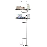 川口工器 突っ張り ラダーランドリーラック ロータイプ 洗濯機 ラック (棚2段 ブラウン)