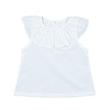 ベビーキッズ女の子 ノースリーブ フリル襟 白 カジュアル シャツ ブラウス (12-24ヶ月, 白)