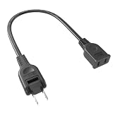 KOZUMUWAN 電源タップ ACアダプタ用電源延長コード 1個口 ブラック トラッキング 火災予防絶縁キャップ付き スイングプラグ 延長コード 屋内用 フリープラグ 180度回転プラグ 2ピンプラグ接続可能 メス-オス (30cm, ブラック)