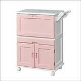 キッチン便利ワゴン　ピンク＆ホワイト