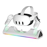 for Quest 3 VR コントローラー充電スタンド、RGB ライト充電器付き VR コントローラー、VR ヘルメット スタンド 3 用充電ステーション充電スタンドベースアクセサリー