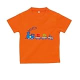 BabyChips きしゃ(名入れ半袖ベビーTシャツ) 90 オレンジ