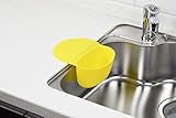 ペタッとポケット シンク 三角コーナー ゴミ入れ 水切り 湯切り 洗面所 お風呂 台所 リビング 小物入れ (イエロー)