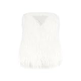 POTOJP 子供用 欧米風 暖かい ファーコート 女児 フェイク ファーベスト 暖かい ジャケット 女の子 キッズ衣装 パーティー 日常生活 カジュアル オシャレ (140, ホワイト)