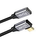 NFHK 左右角度 USB-C USB 3.1 Type C オス - メス 延長データケーブル 10Gbps 100W スリーブ付き ノートパソコン用 300cm