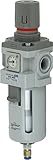 PneumaticPlus SAW400-N04BDGS Compressed Air Particulate Filter Regulator Piggyback Combo 1/2" NPT, 1