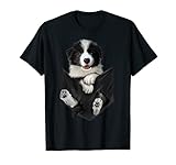 かわいいブラックホワイトボーダーコリー犬 Tシャツ