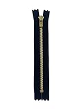 Y.K.K エクセラ 金属ファスナー 3号 止め ダブル ゴールデンブラス ゴールド EXCELLA (14cm, ブラック(#580))