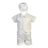 Swea Pea and Lilli Litoベビー男の子ホワイトストライプオーガンジーサテンショーツ洗礼式セット3 – 24 m カラー: ホワイト