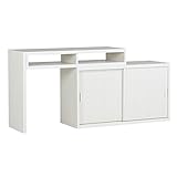 arne テレビ台 コーナー ハイタイプ 伸縮 完成品 パソコンデスク キャビネット T+D 105W引戸 ホワイトウッド