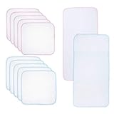 ガーゼハンカチ 沐浴ガーゼ 沐浴布 ベビー 赤ちゃん用 - ダブルガーゼ ハンカチ 沐浴ガーゼ 12枚セット 綿100％ 無地 大判（ガーゼハンカチ×10枚、沐浴布×2枚）