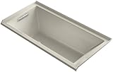 KOHLER 1121-LW-G9 Underscore 60-Inch x 30-Inch Alcove Bath with Bask Heated Surface, Tile Flange, an