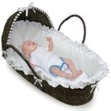 Espresso Hooded Moses Basket with White Bedding by Badger Basket [並行輸入品]