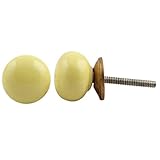 IndianShelfのセット2ハンドメイドセラミックイエローSmallドアハンドルドレッサーノブ引き出しPulls 10 Knobs of 1.1" SCFK-18-3-10