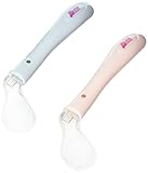 MUAI Baby& Toddler Feeding Spoons Angled Soft Silicone Spoons Prevent Spills Less Mess, 2 Count,Colo
