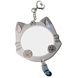 缶バッジケース かわいい 猫型 缶バッジカバー キーホルダー式 アクリル 透明 かんばっじ保護 収納 コレクション 可愛い 猫しっぽ 猫耳 58mm～65mm バッジ 対応（ピンク）
