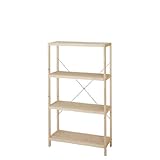 エコノミーラック 天然パインウッドラック WKフレーム フリーラック 4段 幅72×奥行30×高さ126.4cm ナチュラル WK7512-4NA