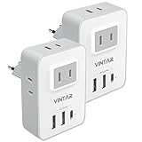 変換プラグ Cタイプ VITNAR 海外 変換プラグ 電源変換アダプターコンセントコンバータ ACコンセント4個 USB Aポート2個 Type Cポート1個 韓国、スペイン、ドイツ ベトナム、ヨーロッパなど(2 PCS)