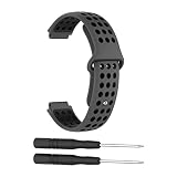 for GARMIN 腕時計ストラップ バンド シリコーン製 腕時計 交換バンド for ガーミン ForeAthlete 235J/220J/230J/235J/620J/630J/735XTJ /Approach S20 / S5 / S6 ベルト 交換ベルト バンド for フォーアスリート235J シリコン製腕時計ストラップ/交換ベルト工具付き (Gray Black)