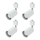ライティングレール用スポットライト ダクトレールライト ledスポットライト ダクトレール用スポットライト E17 電球付き ライティングバー ダクトレール用照明器具 LED電球＋器具セット 取付簡単 (4セット, 白器具-5W電球付き-電球色)