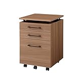 プラス デスクワゴン サイドワゴン オフィスワゴン 木製昇降ワゴン3段 W1-044SC-3T 濃木目 GL2260-31 435892 幅41.6cm